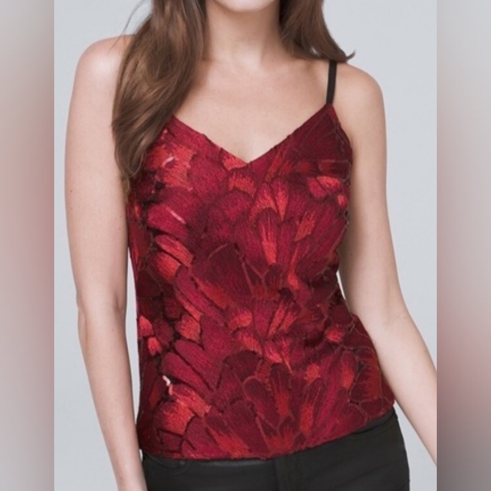 White House Black Market Red Patterned Camisole